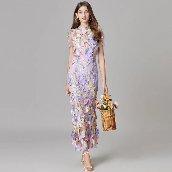 Xanthe Women's Floral Dress - fabric and finish detail