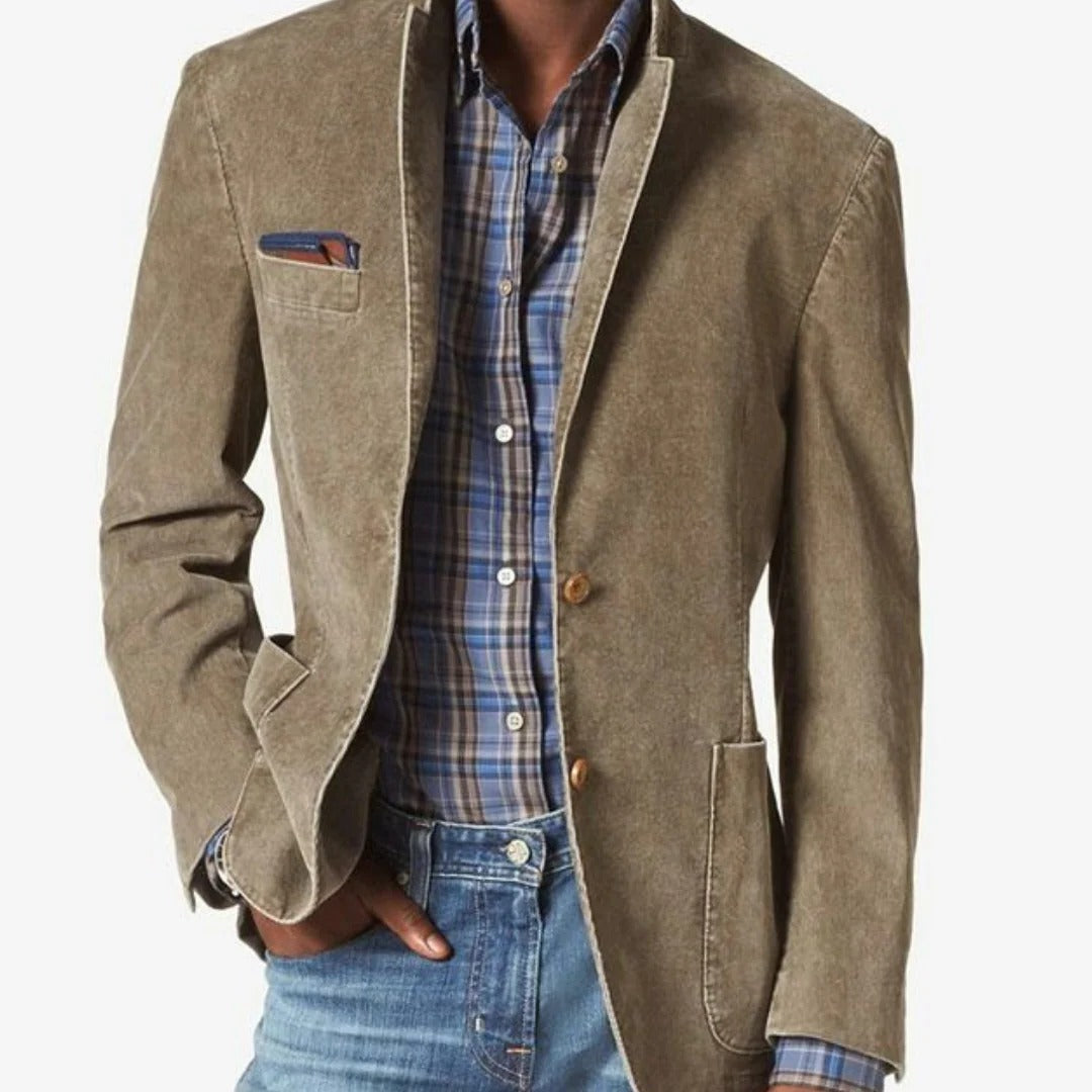 Bruno Men's Blazer - fabric and finish detail
