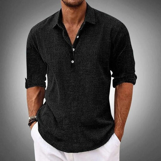 Perla Women's Linen Shirt - fabric and finish detail