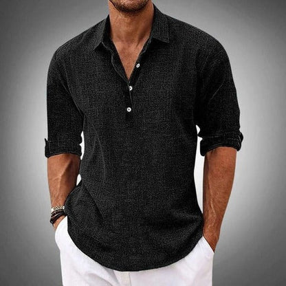 Perla Women's Linen Shirt - fabric and finish detail