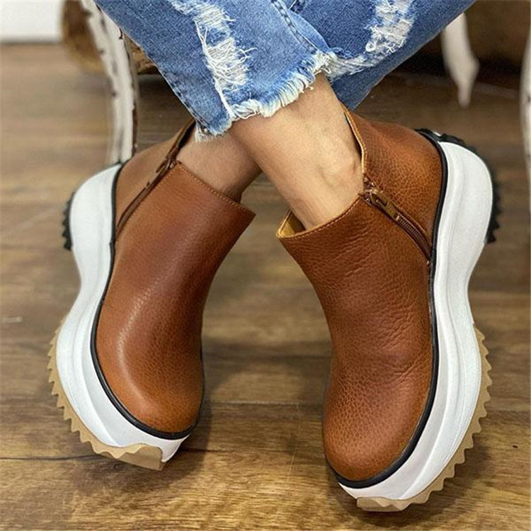 Anouk Women's Platform Ankle Boots | Slip, Faux Leather, Slip-on