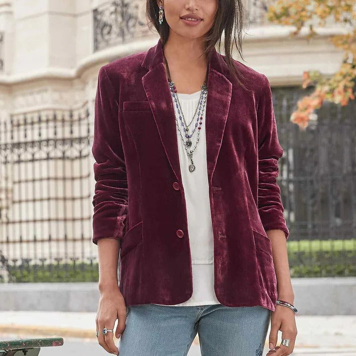 Rhea Women's Blazer - fabric and finish detail