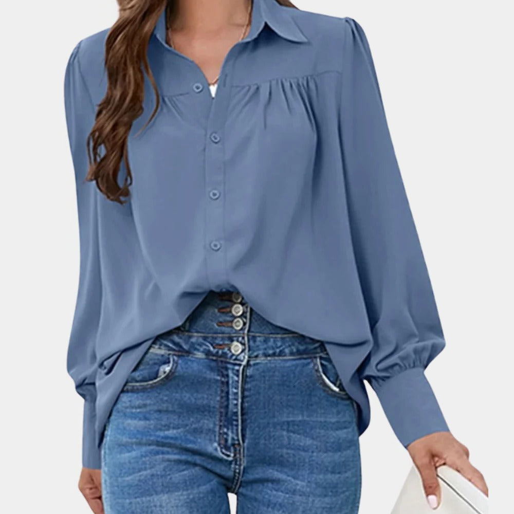 Uma Women's Pleated Blouse - styled view