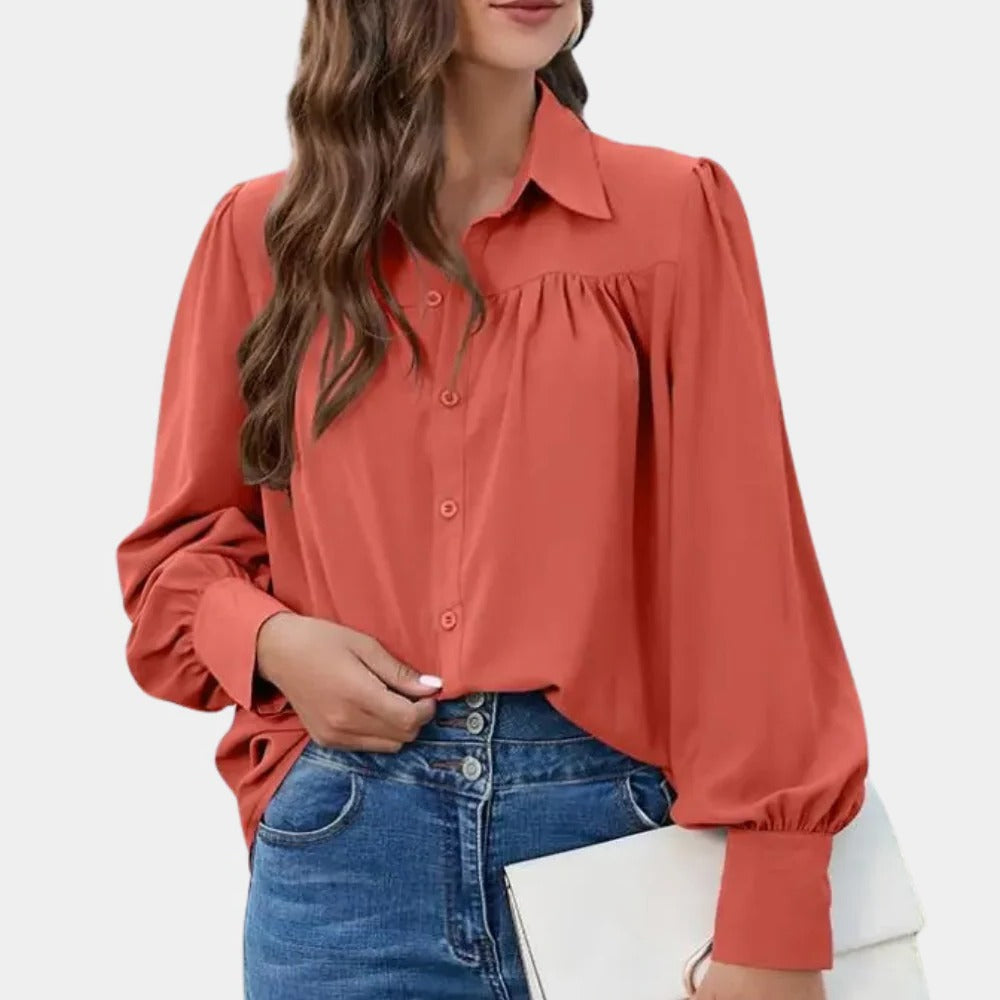 Uma Women's Pleated Blouse - fabric and finish detail