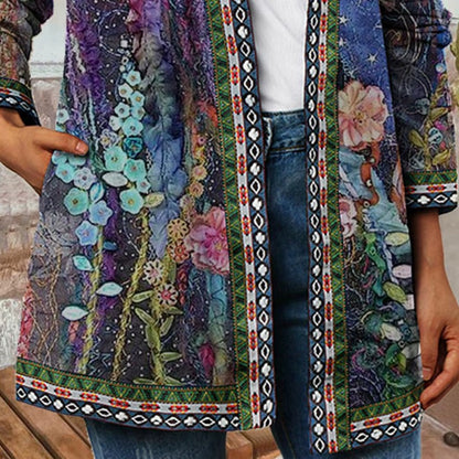 Juno Women's Floral Cardigan - fabric and finish detail