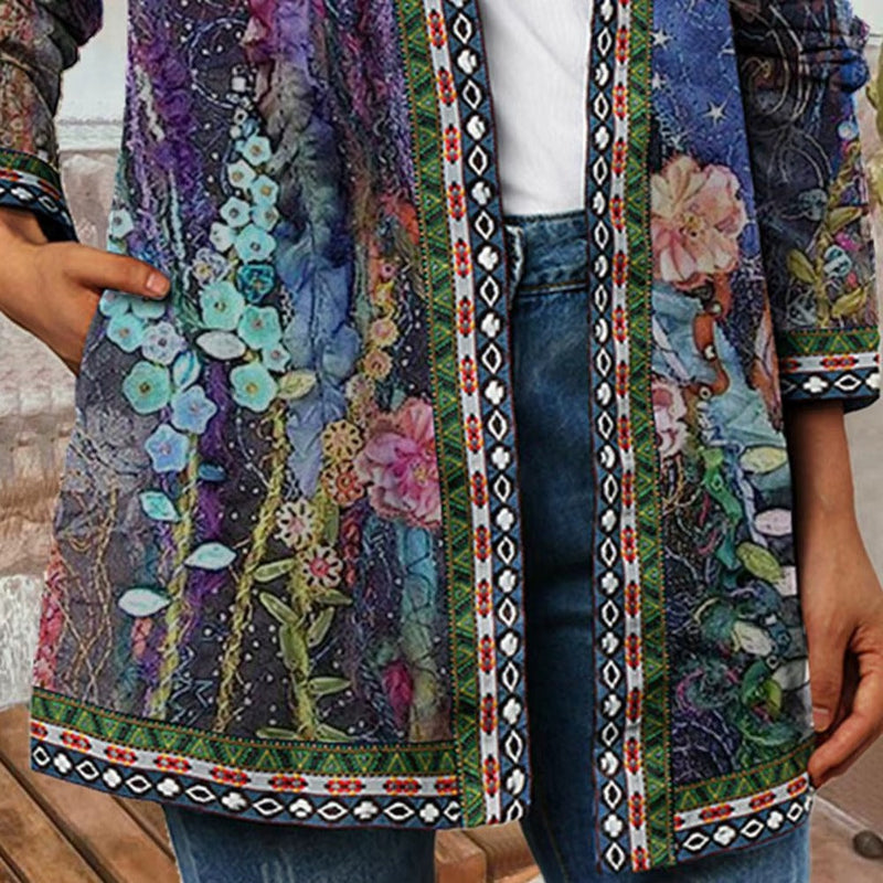 Juno Women's Floral Cardigan - fabric and finish detail