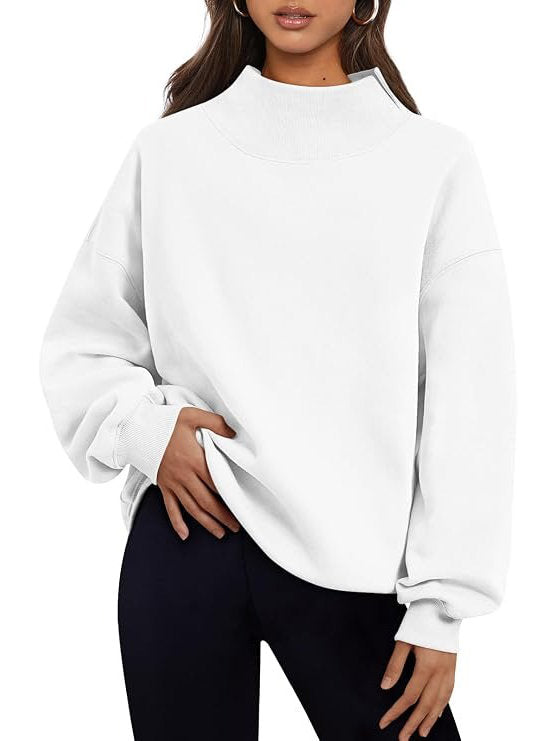 Imogen Women's Oversized Sweatshirt | Fleece, Mock Neck, Long Sleeve