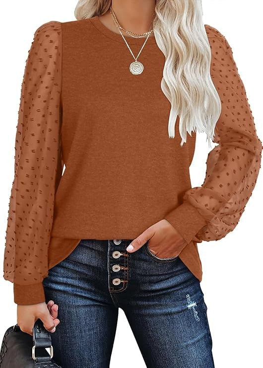 Noor Women's Blouse | Tunic, Crew Neck, Long Sleeve