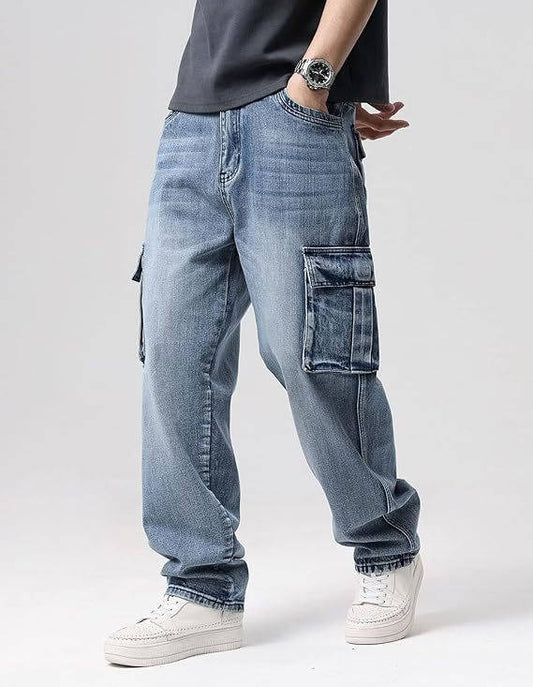 Tristan Men's Wide Leg Cargo Pants - front view