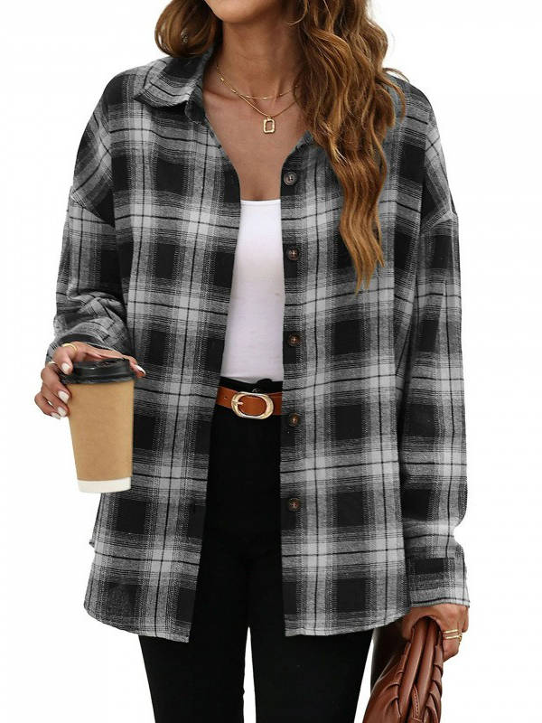 Nora Women's Plaid Jacket - close-up detail