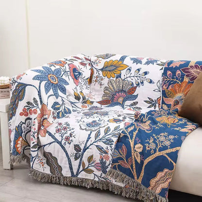 Rustic Artistic Flora Cotton Blanket