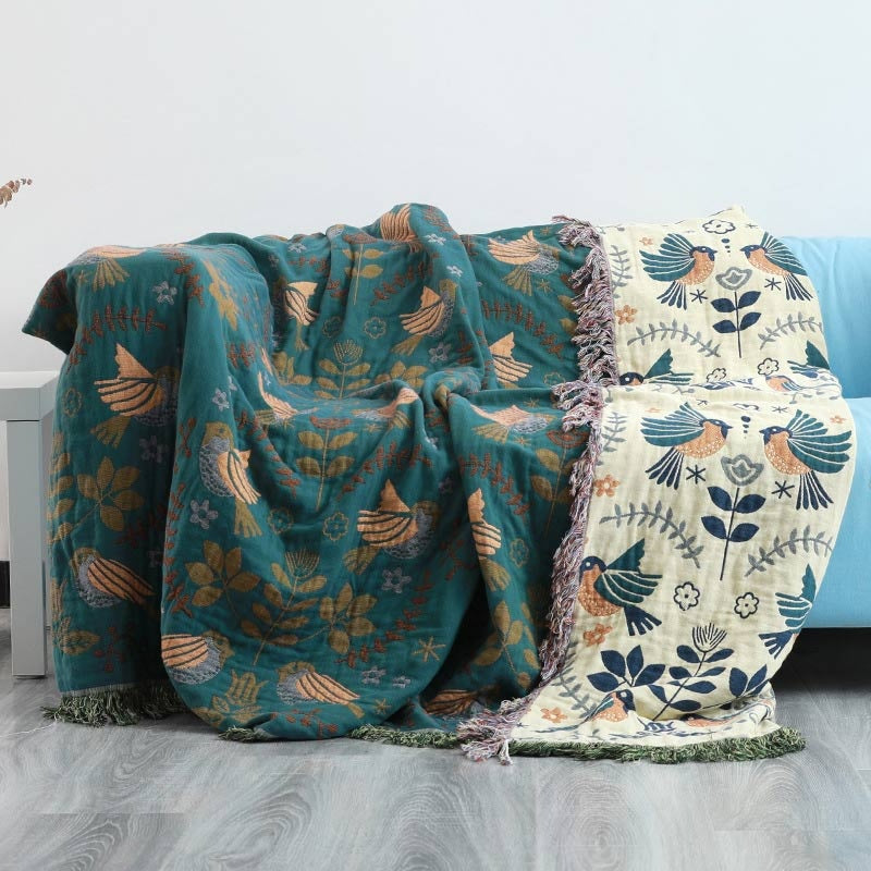 Reversible Scandinavian Bird Blanket
