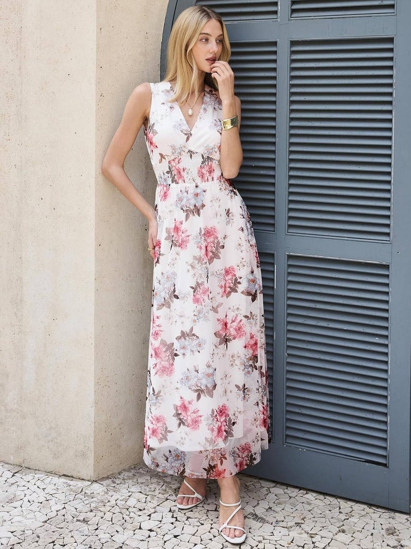 Nadia Women's Floral Maxi Dress - fabric and finish detail