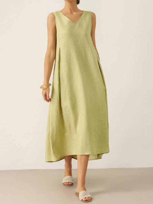 Rhea Women's Linen Maxi Dress - styled view