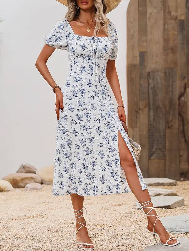 Zadie Women's Floral Midi Dress - fabric and finish detail