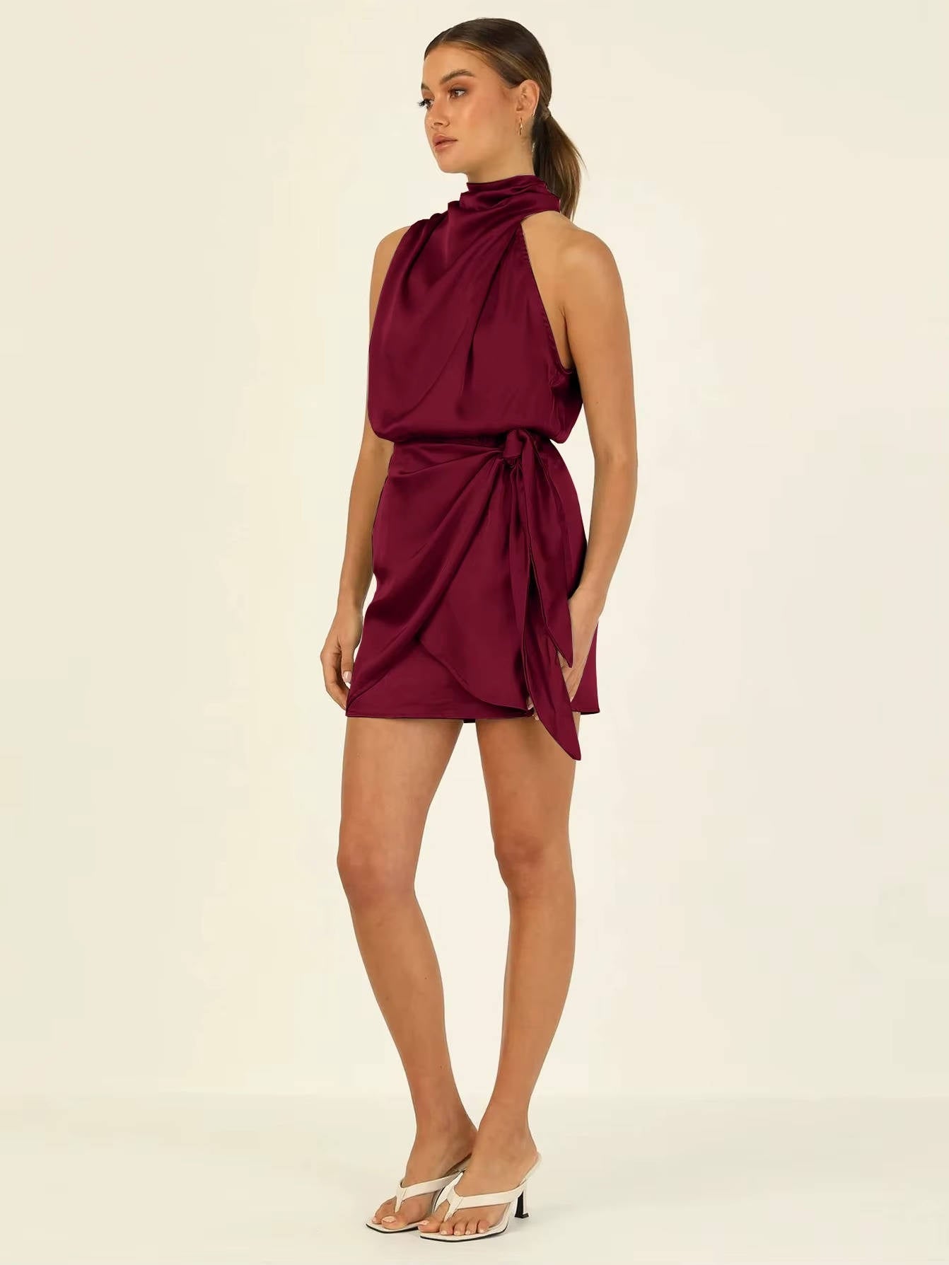 Maya Women's Satin Mini Dress - close-up detail