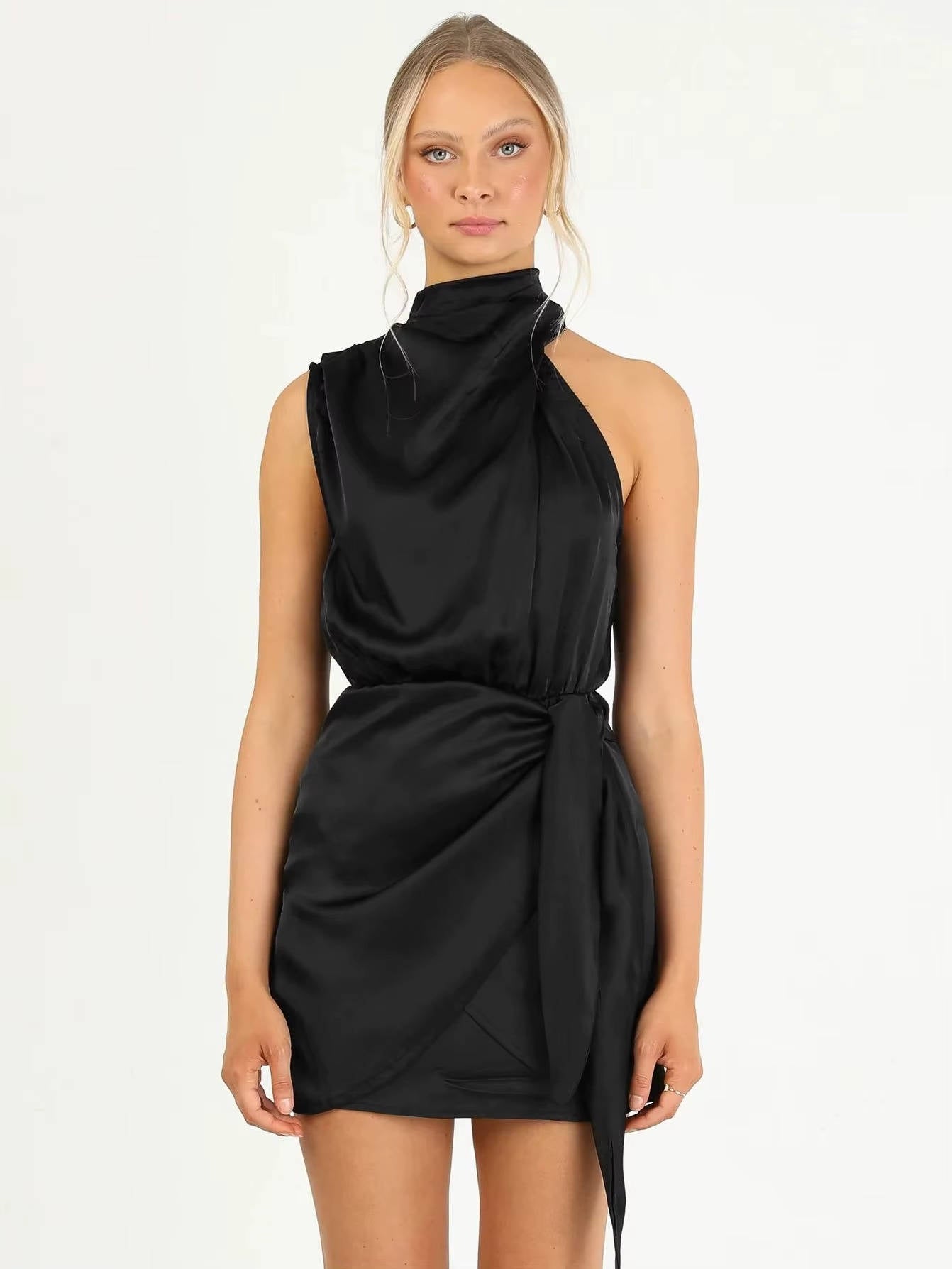 Maya Women's Satin Mini Dress - shown in use