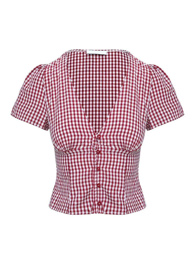 Clara Women's Plaid Blouse - flat lay