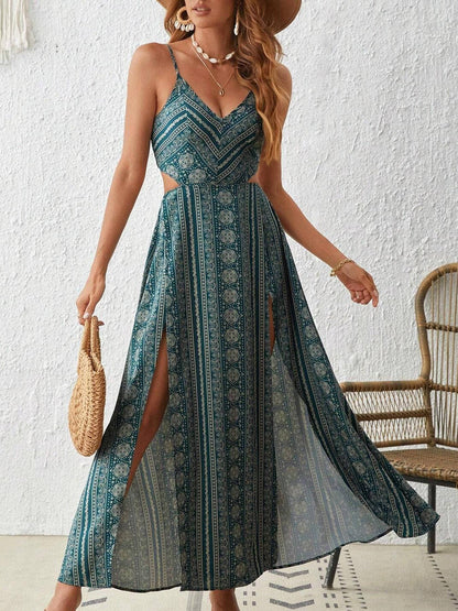 Delphine Women's Printed Maxi Dress - fabric and finish detail