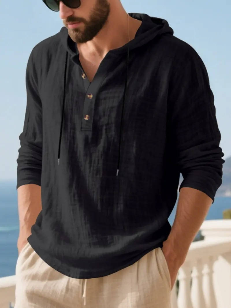 Milo Men's Linen Shirt - full-length view