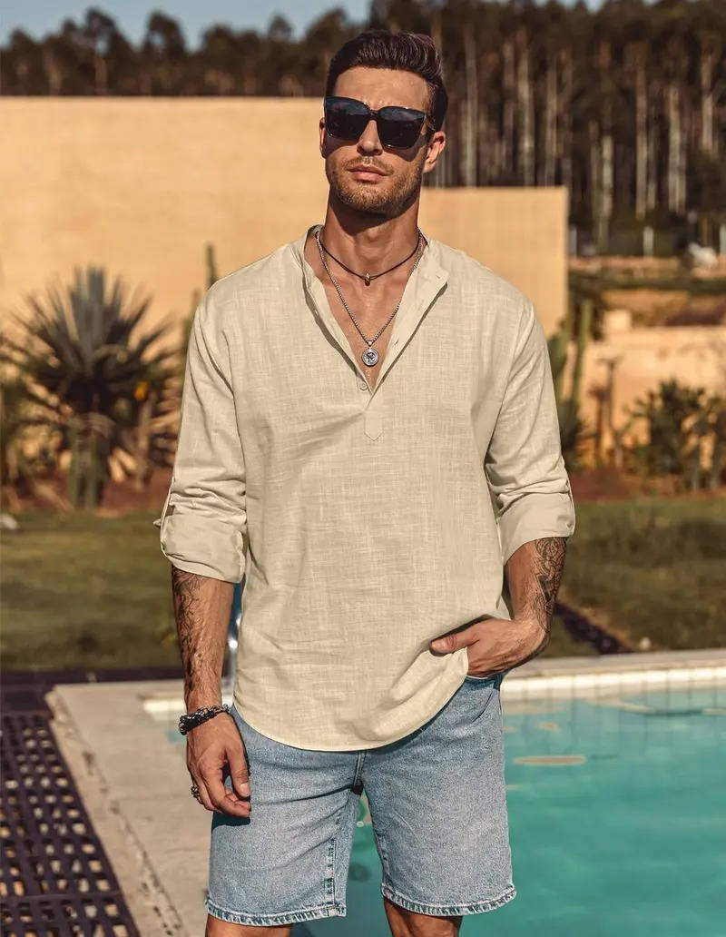 Hollis Men's Linen Shirt - fabric and finish detail