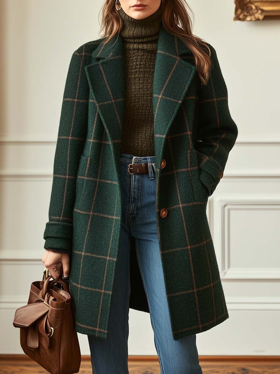 Winona Women's Plaid Coat - front view