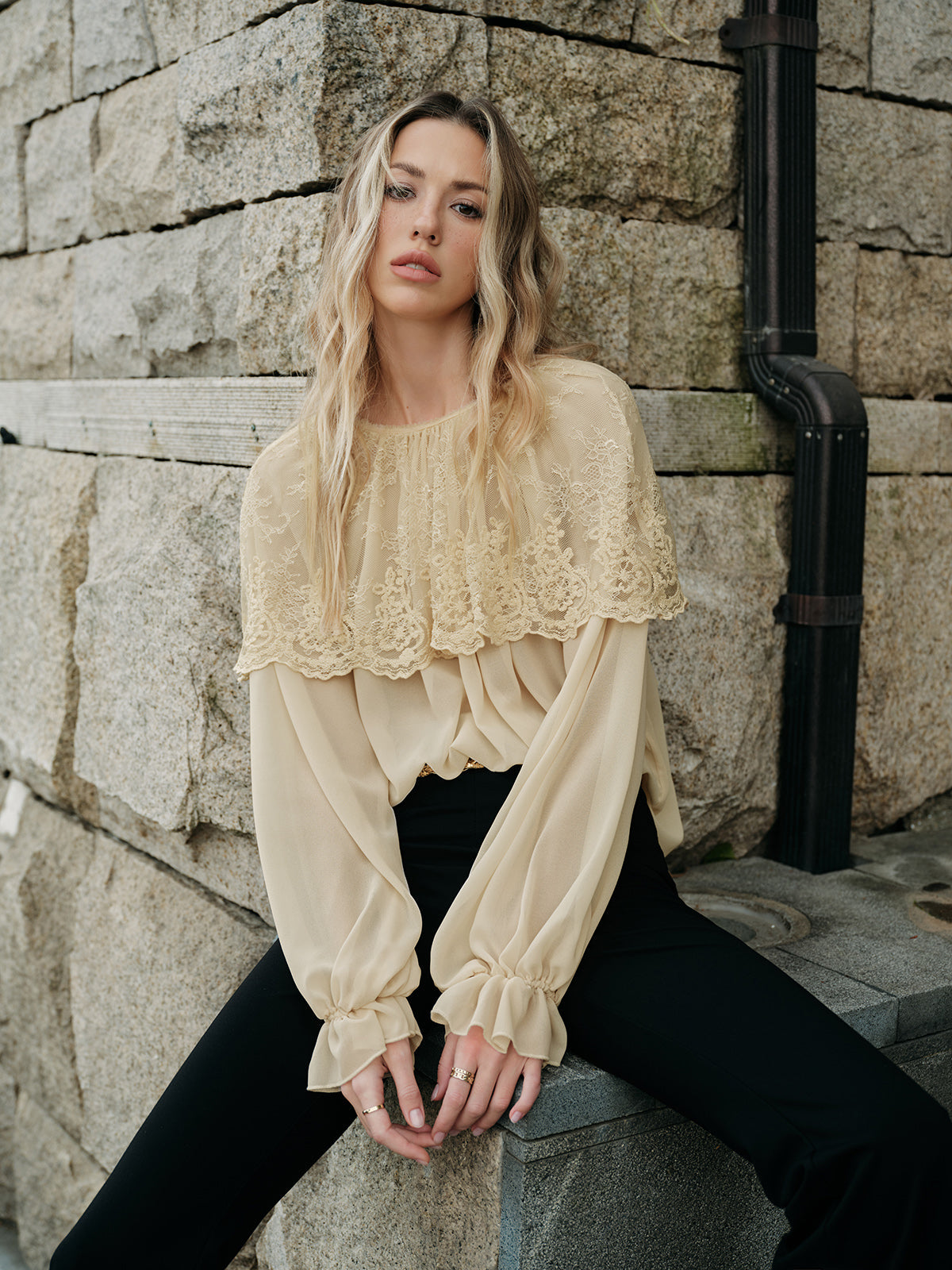 Rosa Women's Oversized Blouse - fabric and finish detail
