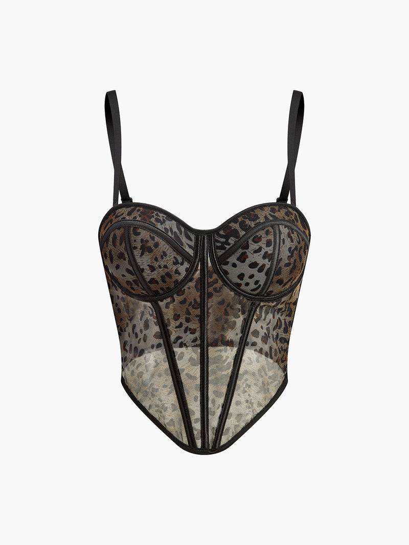 Maya Women's Printed Corset Top | Leopard, Slim Fit, Animal Print