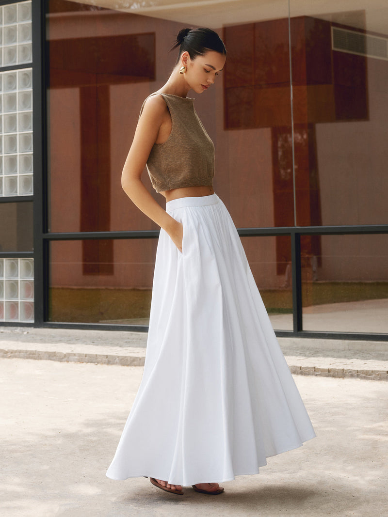 Rowan Women's Pleated Skirt | Linen, High-waisted, Cotton
