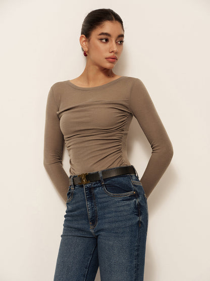 Delphine Women's Pleated T-shirt - styled view
