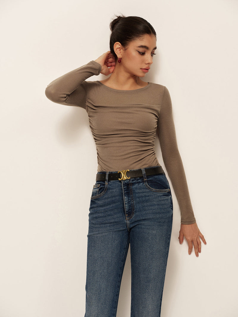 Delphine Women's Pleated T-shirt - back view