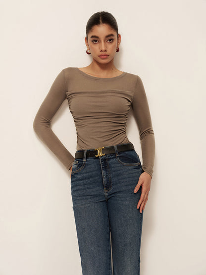Delphine Women's Pleated T-shirt - front view