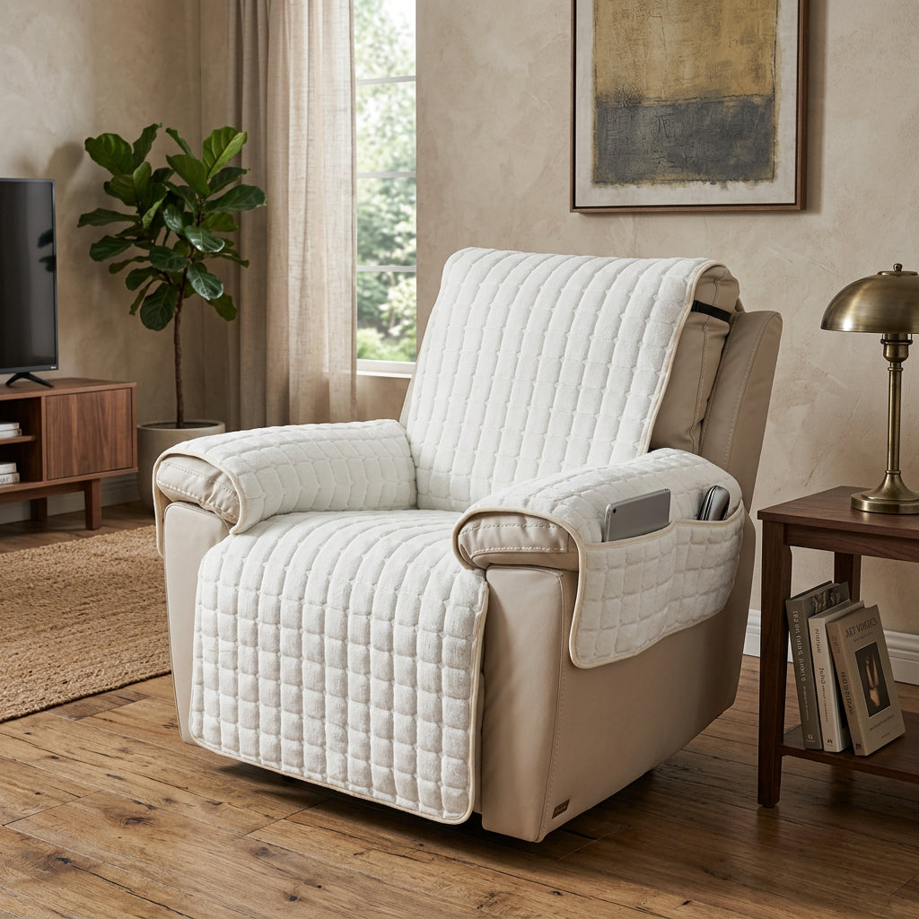 Quilted Recliner Chair Cover | Non-Slip Fit, Pet & Spill
