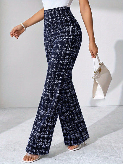 Nadia Women's Plaid Flare Pant - close-up detail