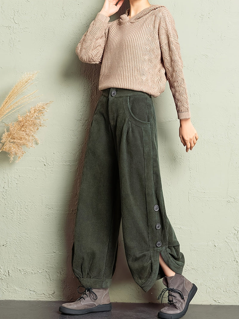Noor Women's Corduroy Pant | Black, Beige