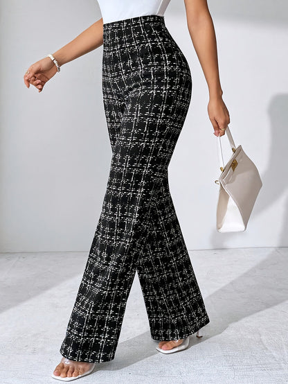 Nadia Women's Plaid Flare Pant - front view