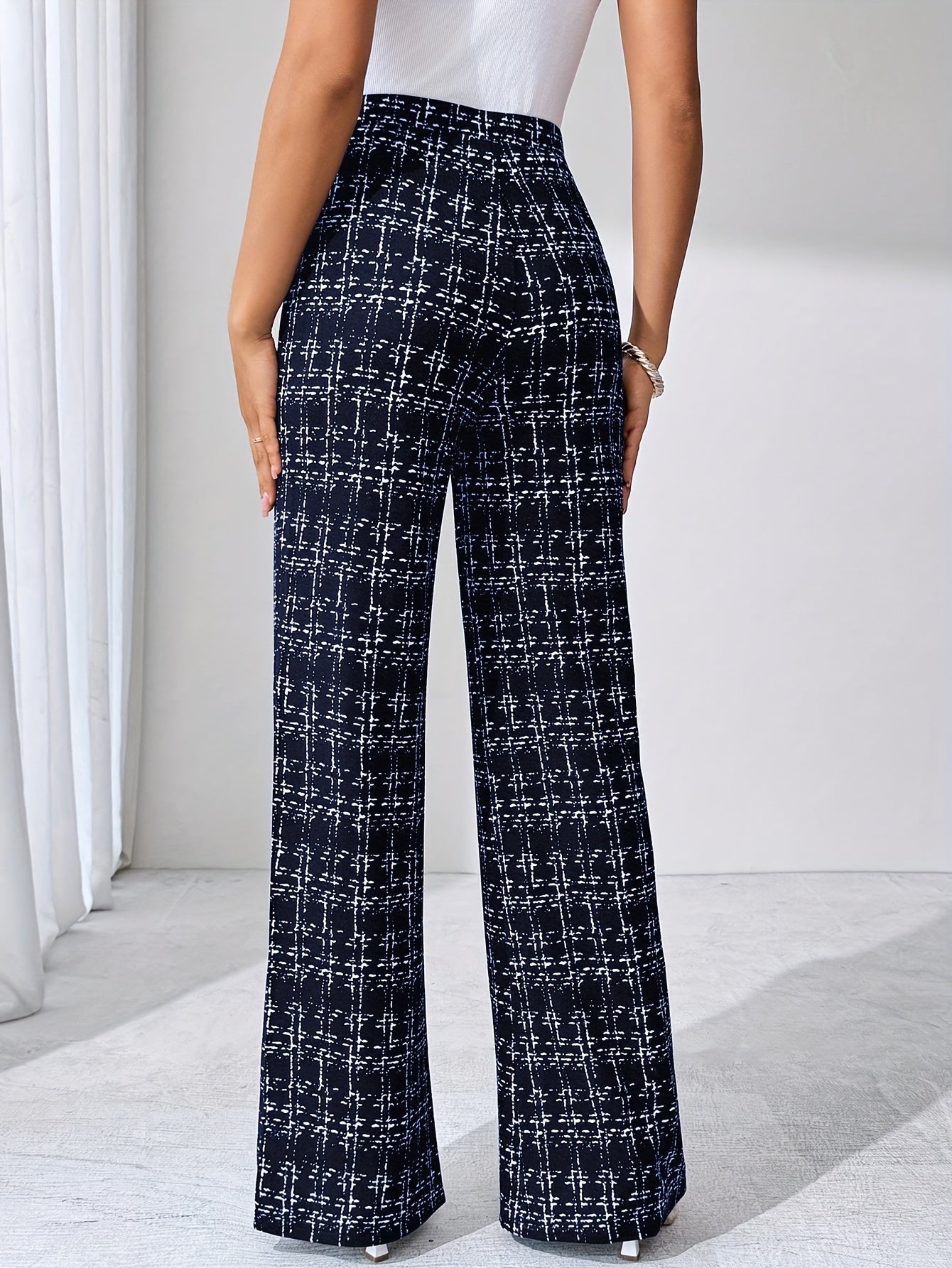 Nadia Women's Plaid Flare Pant - flat lay