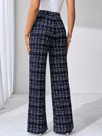 Nadia Women's Plaid Flare Pant - flat lay
