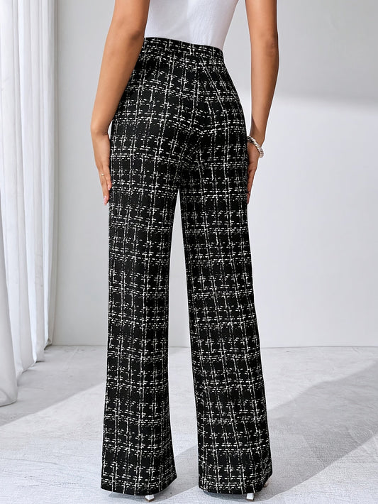 Nadia Women's Plaid Flare Pant - styled view