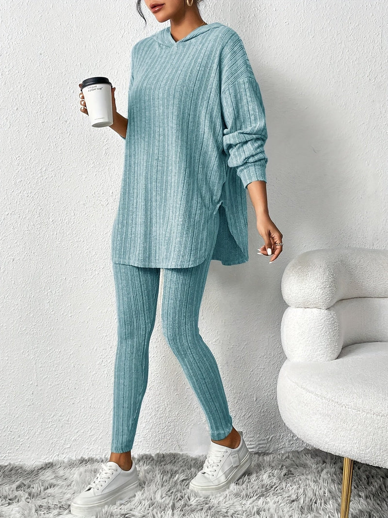 Sienna Women's Ribbed Knit Knit Lounge | Black, Grey