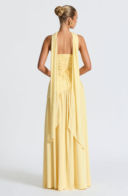 Vera Women's Asymmetric Maxi Dress - fabric and finish detail