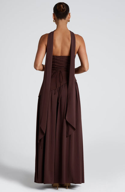Vera Women's Asymmetric Maxi Dress - flat lay
