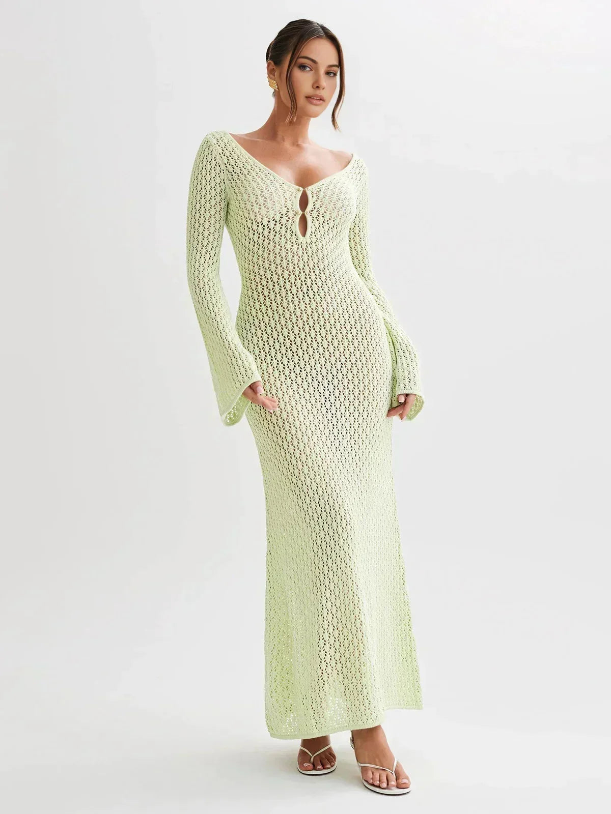 Kira Women's Crochet Maxi Dress - back view