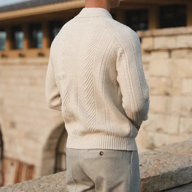 Ellis Men's Zip Polo - close-up detail