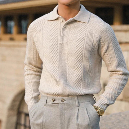Ellis Men's Zip Polo - fabric and finish detail