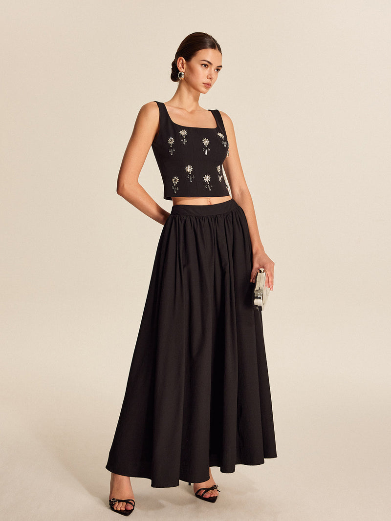 Rosa Women's Pleated Skirt | Flared, Maxi