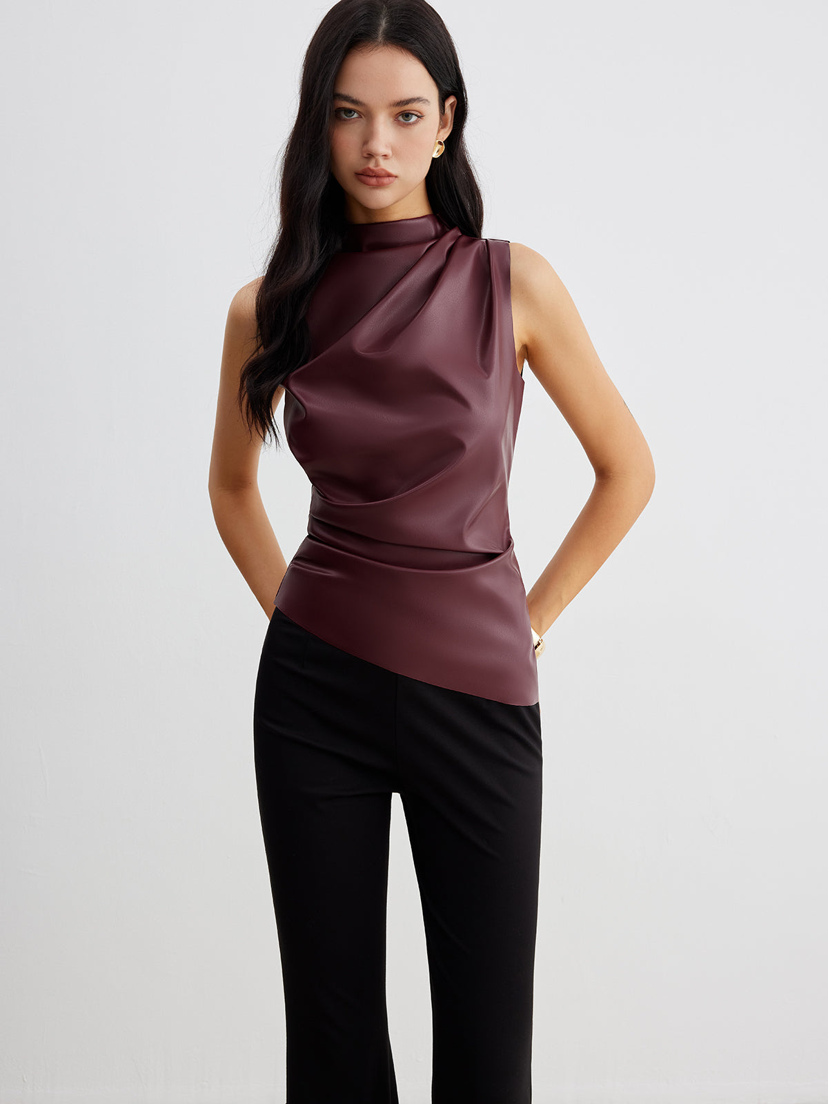 Sophie Women's Pleated Tank Top - styled view