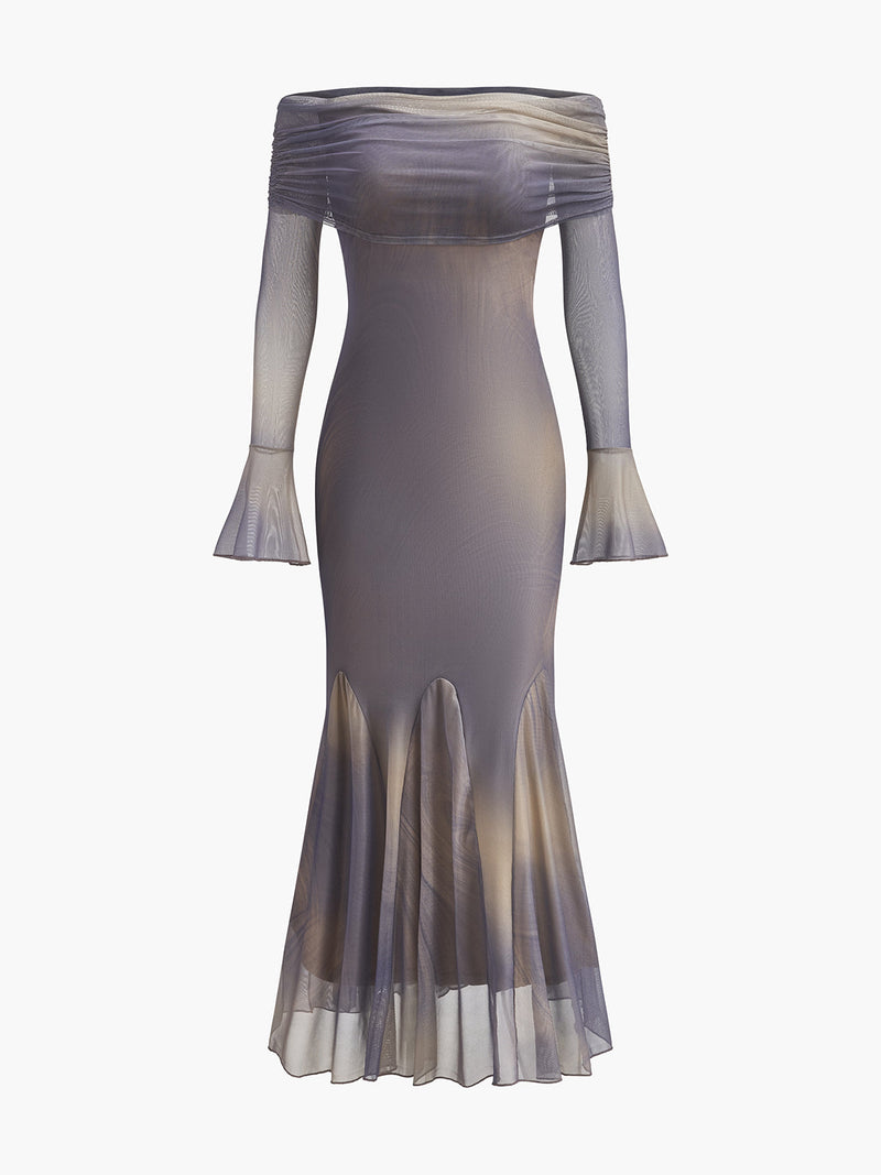 Freya Women's Dress | Mesh, Off-shoulder, Long Sleeve