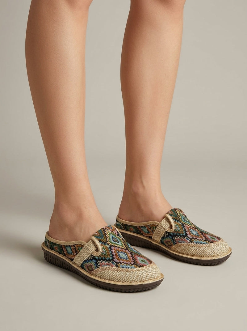 Lila Women's Slippers | Geometric, Embroidered, Slip-on