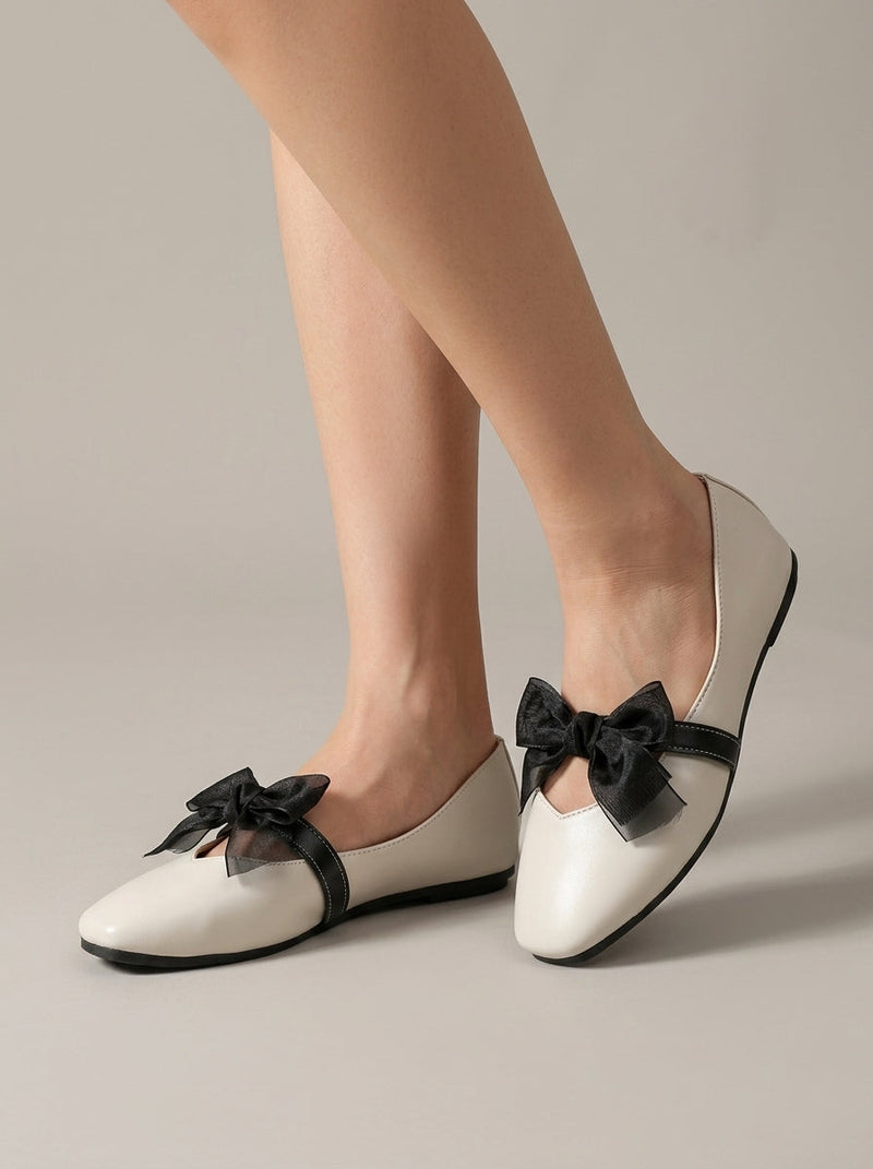 Nadia Women's Floral Ballet Flats | Bow, Contrast, Mesh